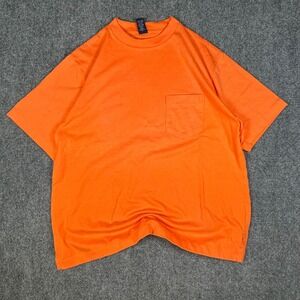 Lands End Super-T Vintage Orange Pocket T-Shirt Made in USA Womens Large 14-16